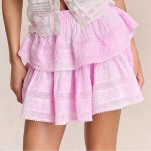 Ruffle Mini Heritage Skirt in Peony Pink